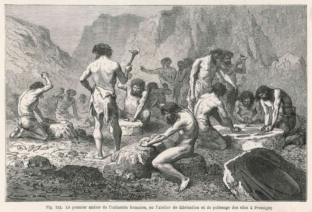 Drawing of stone age civilization